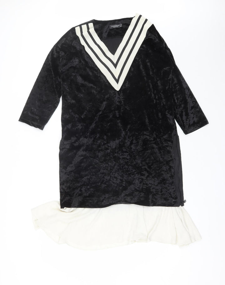 Prando Womens Black  Polyester Shift  Size 12  V-Neck  - Size 40