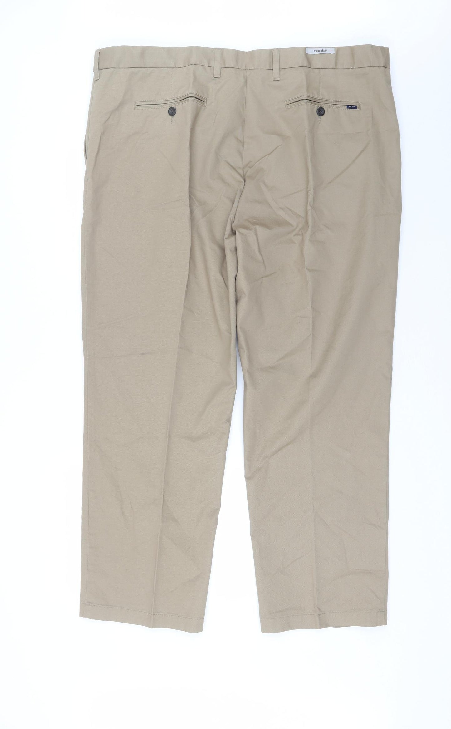 Marks and Spencer Mens Beige  Cotton Chino Trousers Size 44 in L29 in Regular