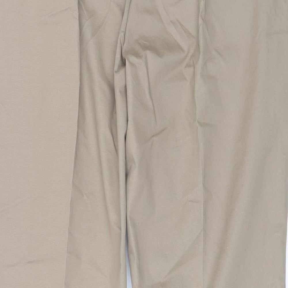 Marks and Spencer Mens Beige  Cotton Chino Trousers Size 44 in L29 in Regular