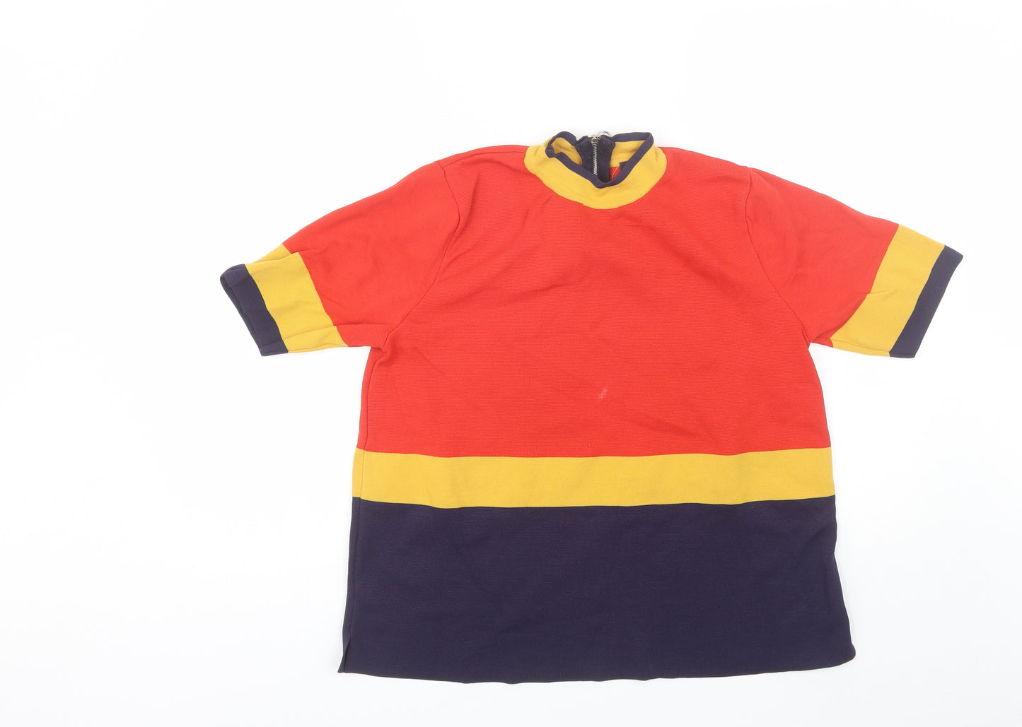 Marks and Spencer Womens Red  Polyamide Basic Blouse Size 14 High Neck