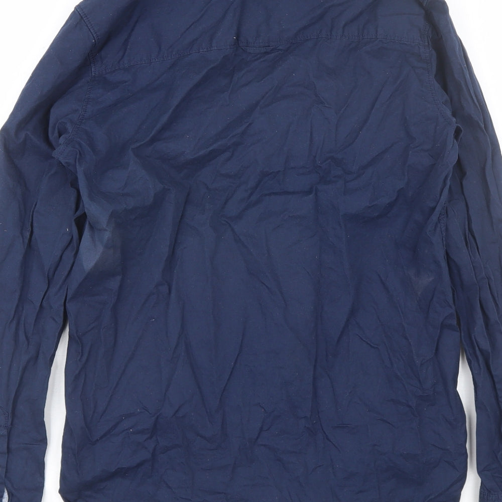 H&M Boys Blue  Cotton Basic Button-Up Size 14-15 Years Collared