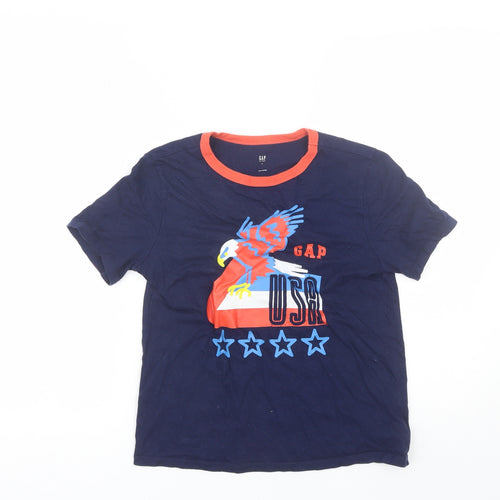 Gap Boys Blue  Cotton Basic T-Shirt Size 10-11 Years Round Neck  - USA