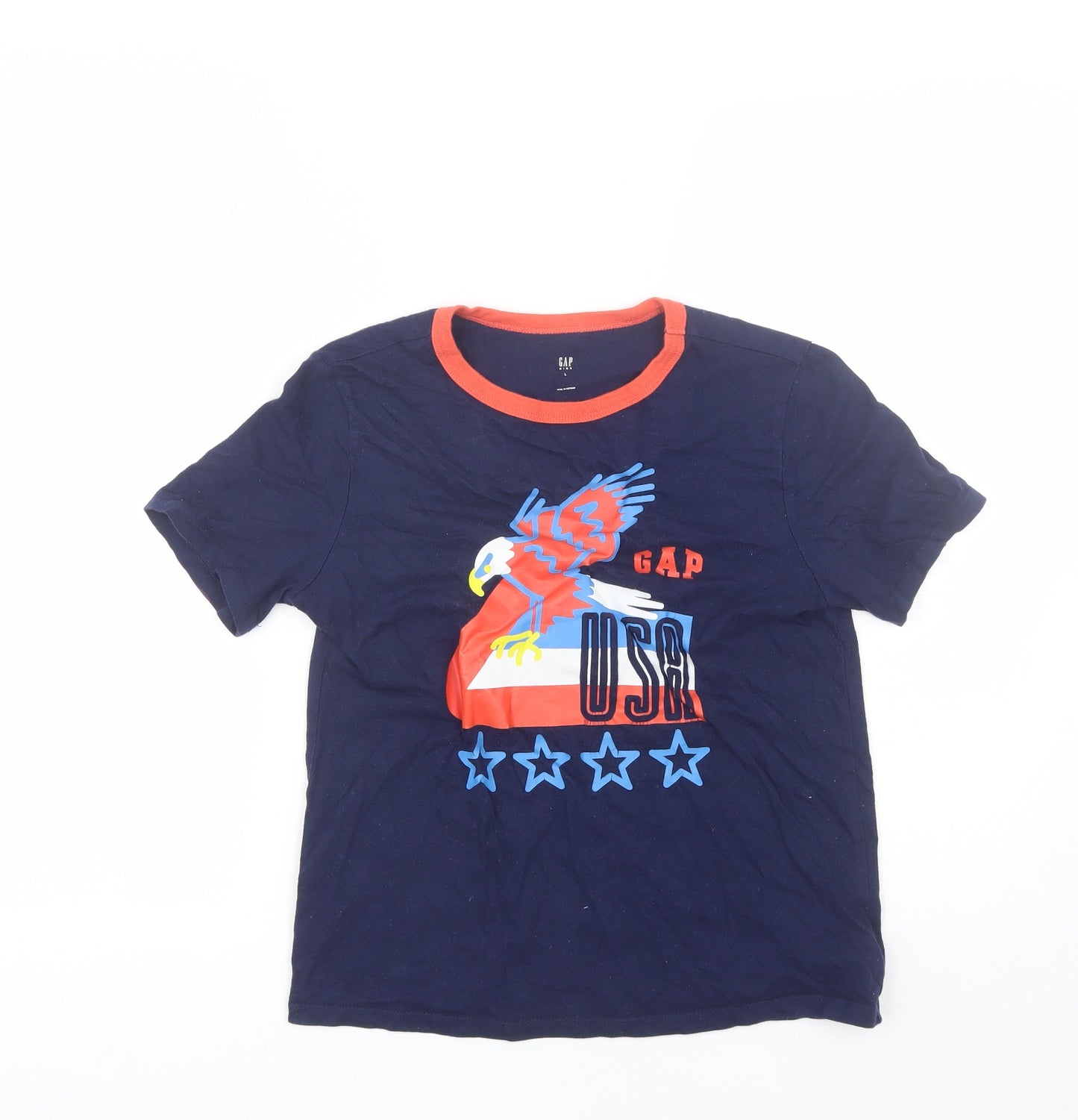 Gap Boys Blue  Cotton Basic T-Shirt Size 10-11 Years Round Neck  - USA