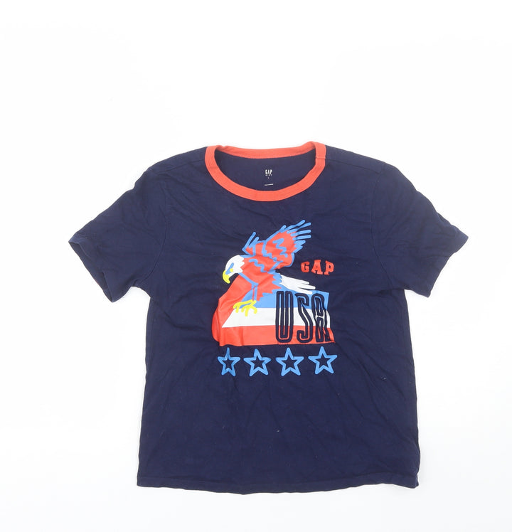 Gap Boys Blue  Cotton Basic T-Shirt Size 10-11 Years Round Neck  - USA