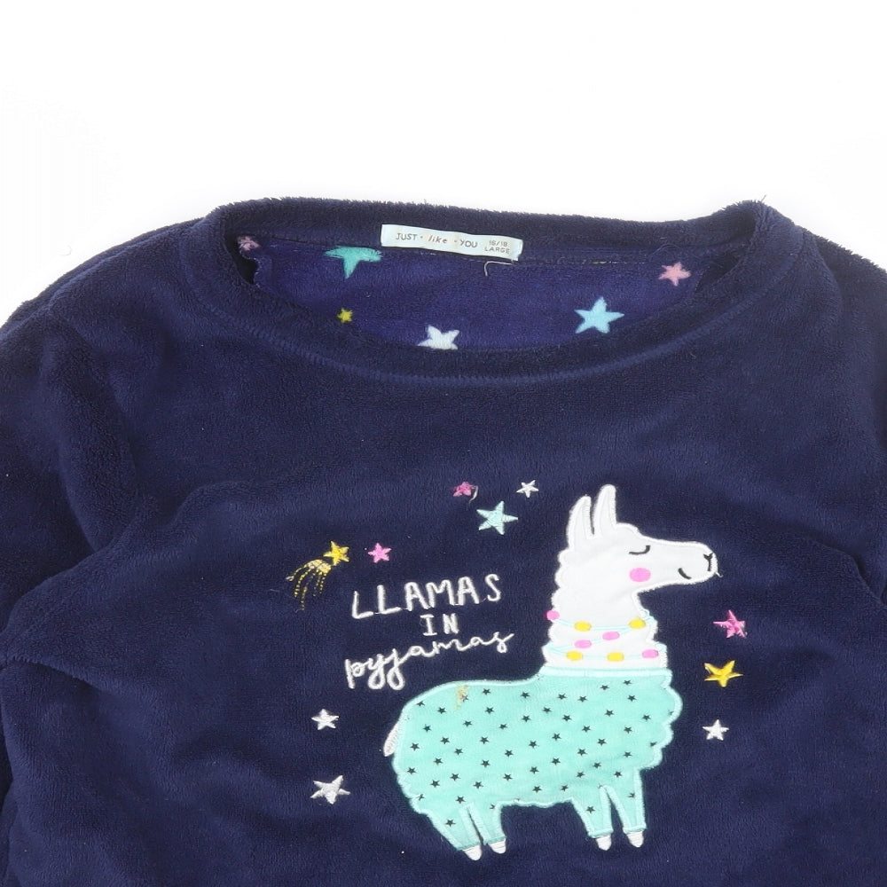 Just like you Womens Blue  Polyester Top Pyjama Top Size 16   - Llama