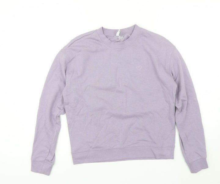 Divided Womens Purple Round Neck  Cotton Pullover Jumper Size S