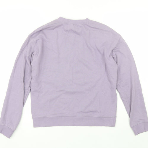 Divided Womens Purple Round Neck  Cotton Pullover Jumper Size S