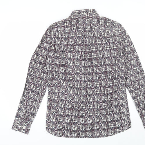 TU Mens Purple Geometric Cotton  Button-Up Size S Collared