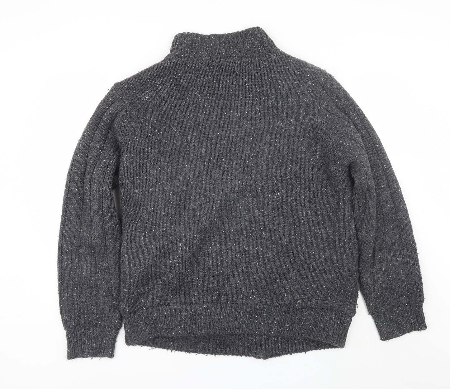 George Mens Grey Collared  Acrylic Full Zip Jumper Size L