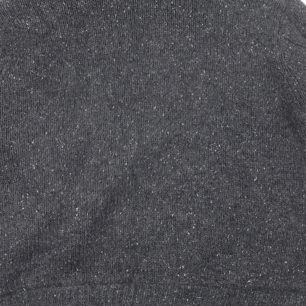 George Mens Grey Collared  Acrylic Full Zip Jumper Size L