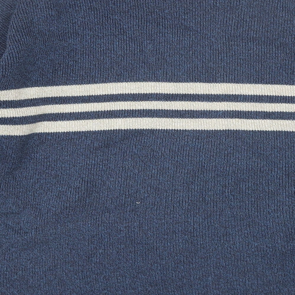 Henry Lloyd Mens Blue Round Neck Striped Acrylic Pullover Jumper Size L