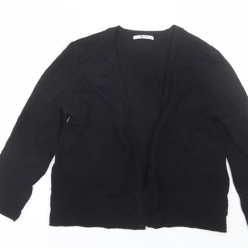 TU Womens Black V-Neck  Viscose Cardigan Jumper Size 10