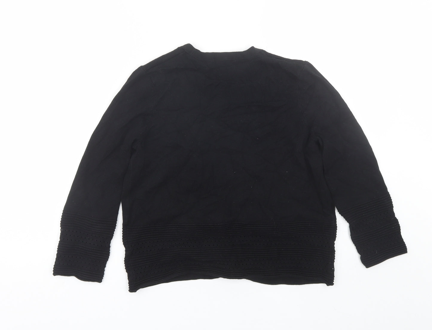 TU Womens Black V-Neck  Viscose Cardigan Jumper Size 10
