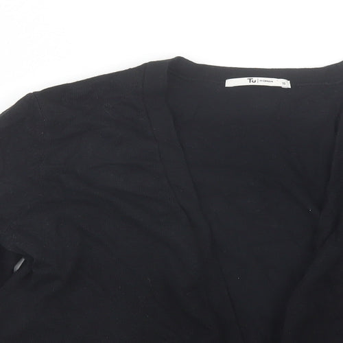 TU Womens Black V-Neck  Viscose Cardigan Jumper Size 10