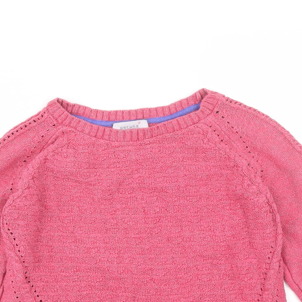 Marks and Spencer Womens Pink Round Neck  Cotton Pullover Jumper Size 14