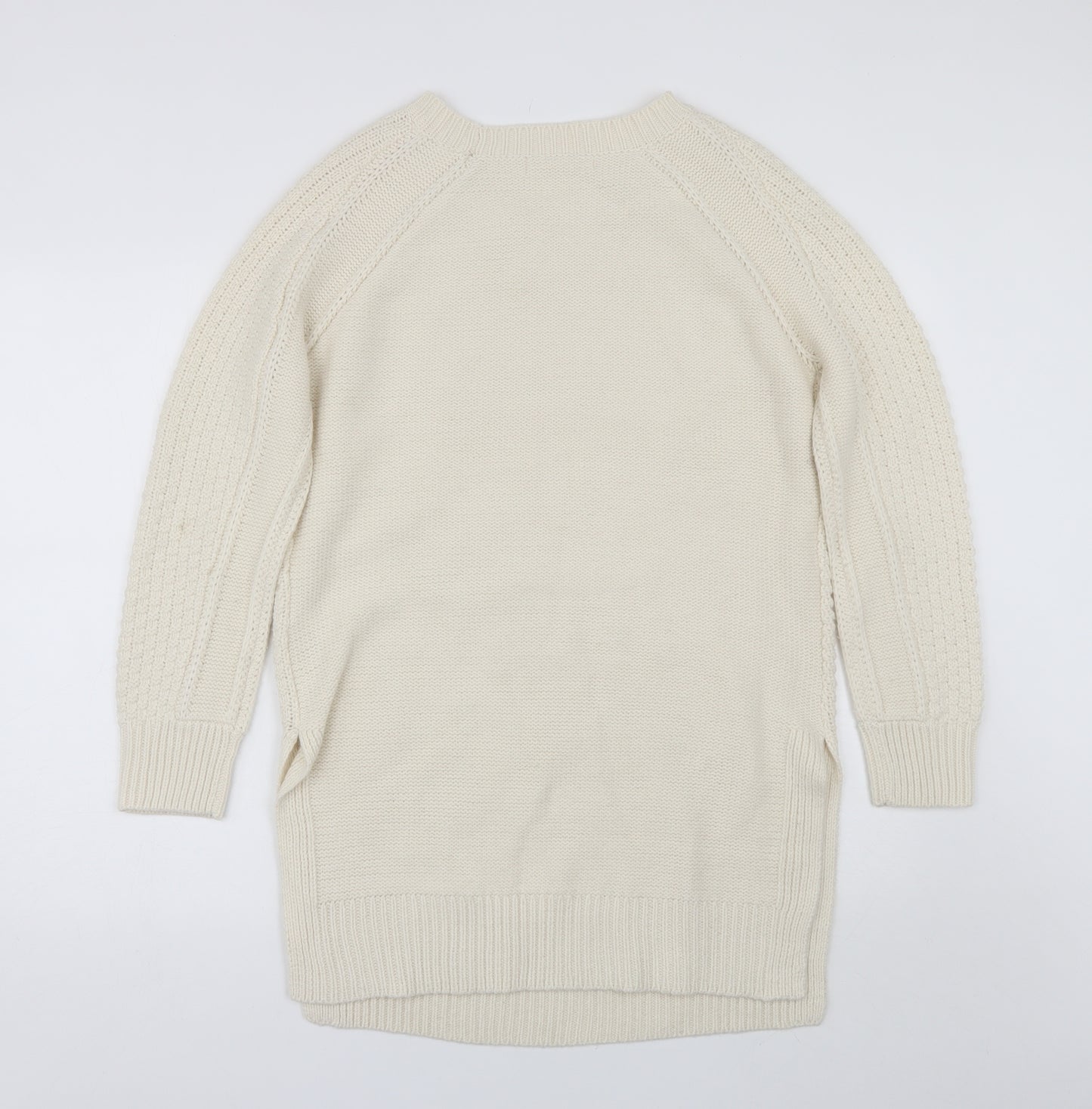 Love knitwear Womens White Round Neck  Acrylic Pullover Jumper Size 14