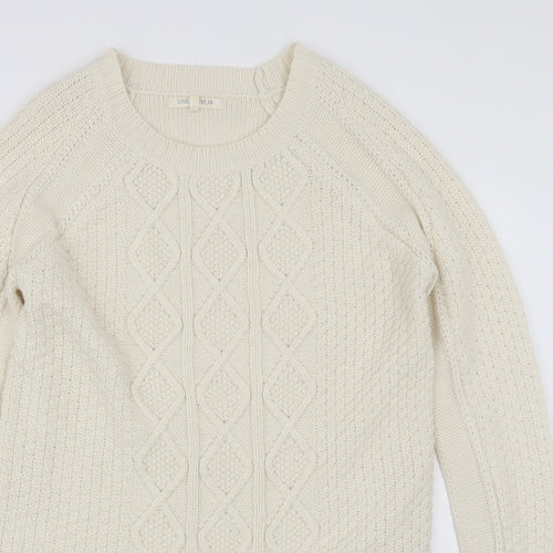 Love knitwear Womens White Round Neck  Acrylic Pullover Jumper Size 14