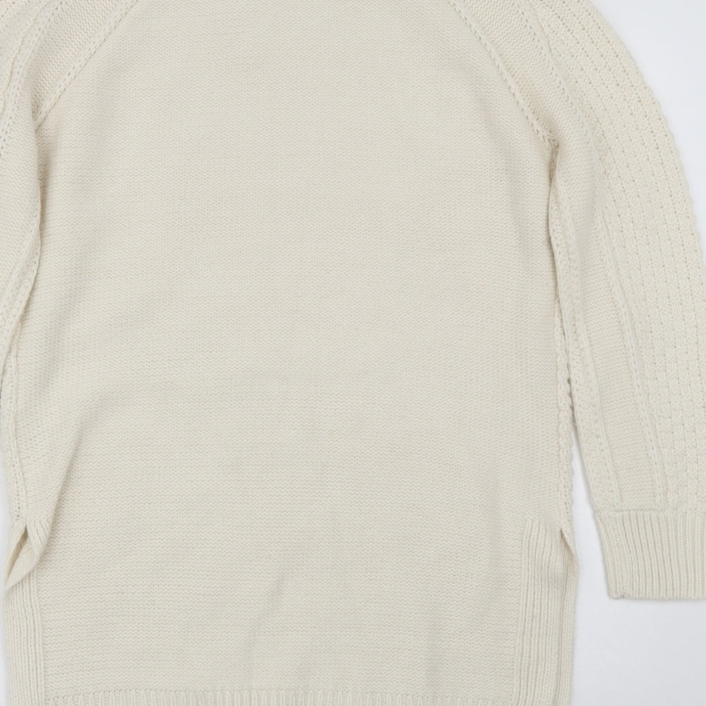 Love knitwear Womens White Round Neck  Acrylic Pullover Jumper Size 14