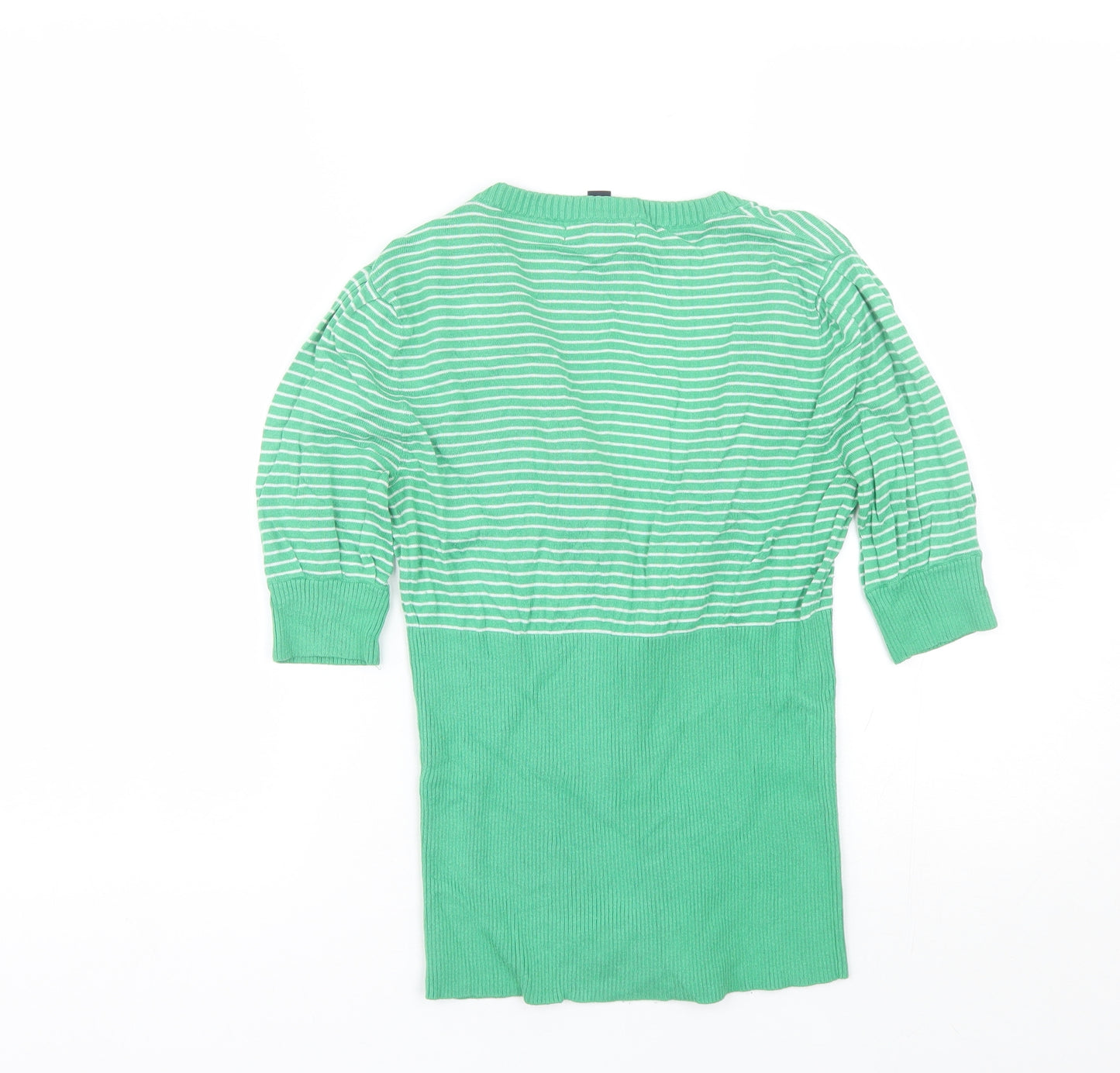 Banana Republic  Womens Green Round Neck Striped Cotton Cardigan Jumper Size S