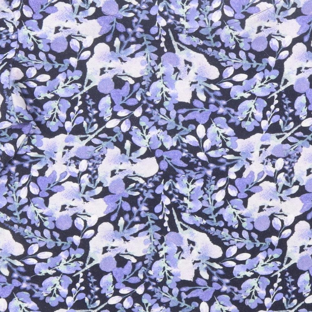 Honor Millburn Womens Purple Floral Polyester Basic Blouse Size 14 Round Neck