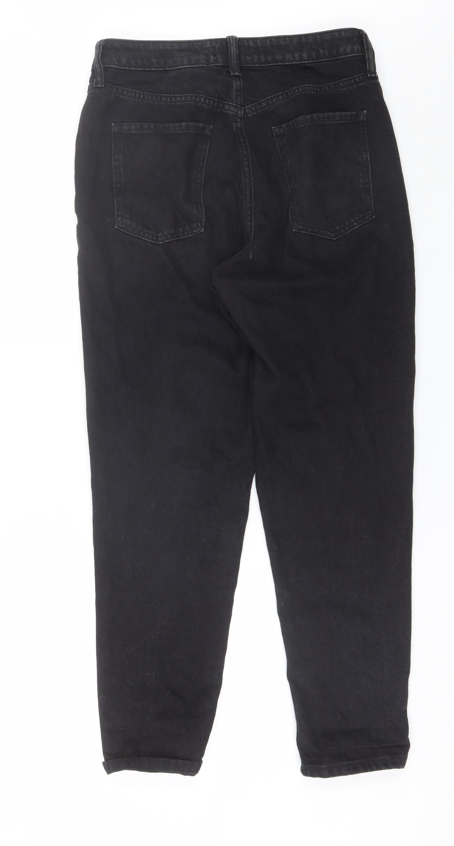 F&F Womens Black  Cotton Mom Jeans Size 10 L27 in Regular