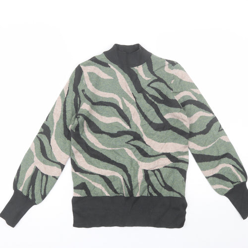 Marks and Spencer Womens Green Mock Neck  Viscose Pullover Jumper Size S