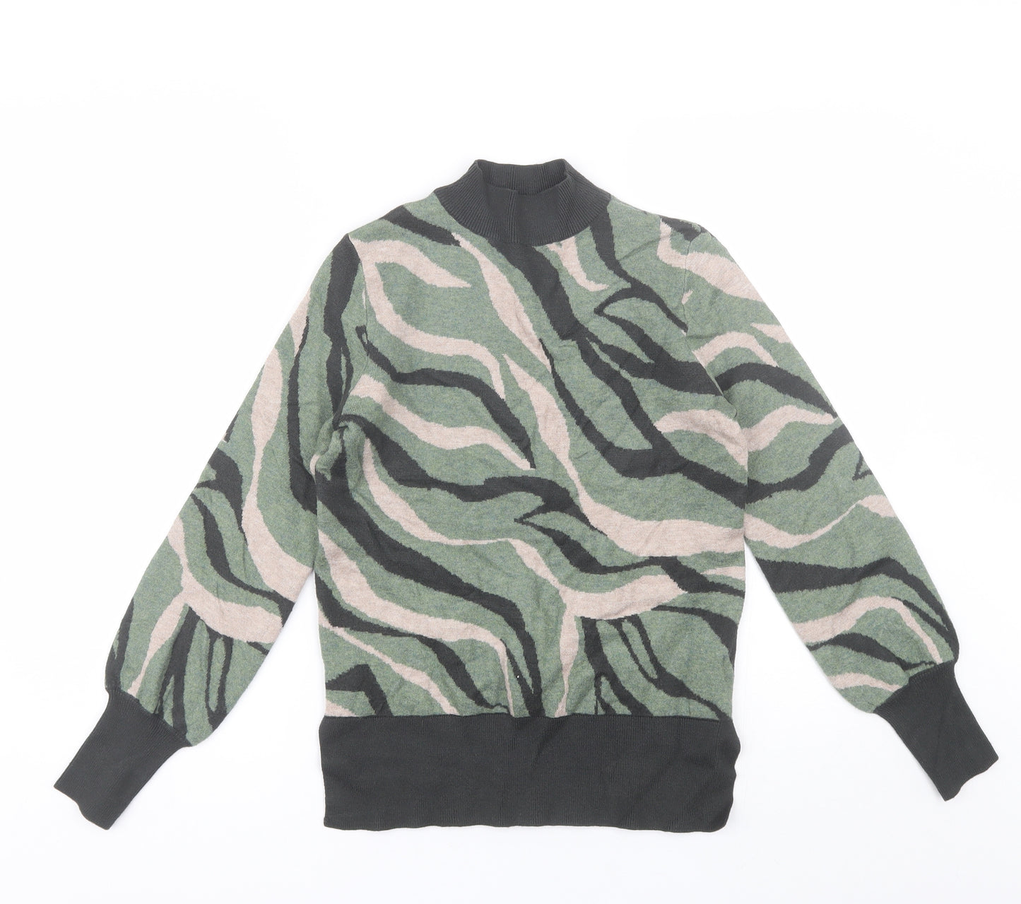 Marks and Spencer Womens Green Mock Neck  Viscose Pullover Jumper Size S