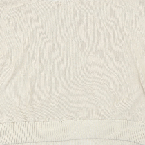 Femme Luxe Womens Beige Round Neck  Acrylic Pullover Jumper Size M