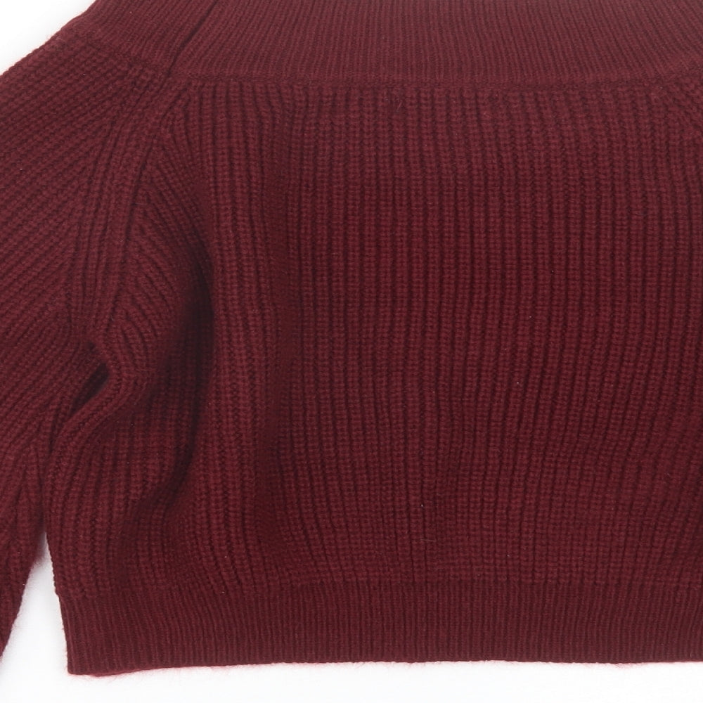 Shien Womens Red Round Neck  Acrylic Pullover Jumper Size S