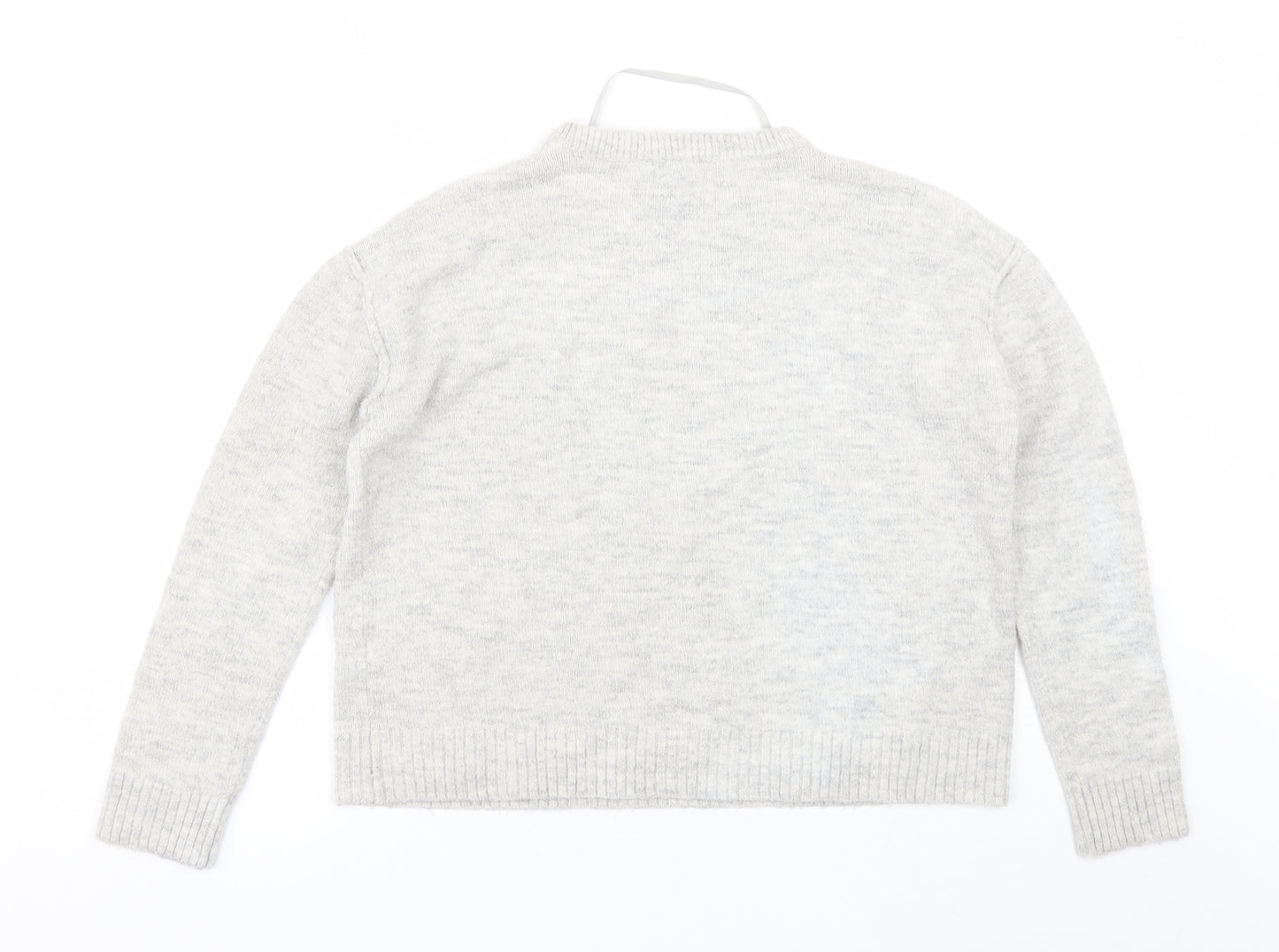 Primark Womens Grey Round Neck  Acrylic Pullover Jumper Size 2XS