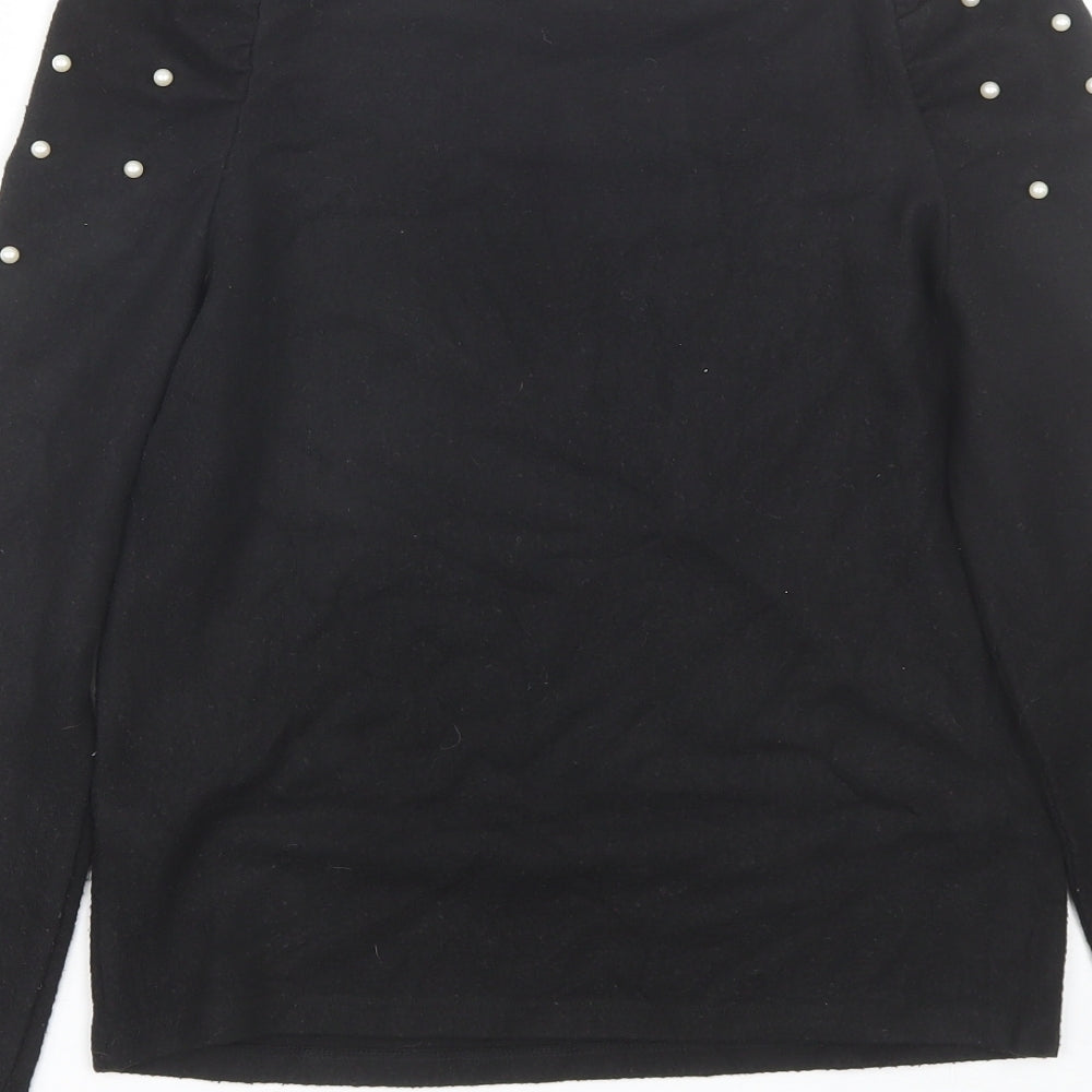 NEXT Womens Black Round Neck  Polyester Pullover Jumper Size 8