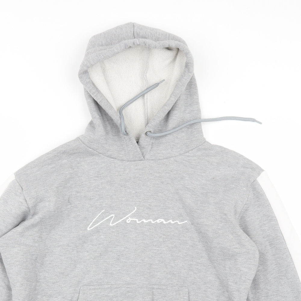 Boohoo Womens Grey  Cotton Pullover Hoodie Size 14