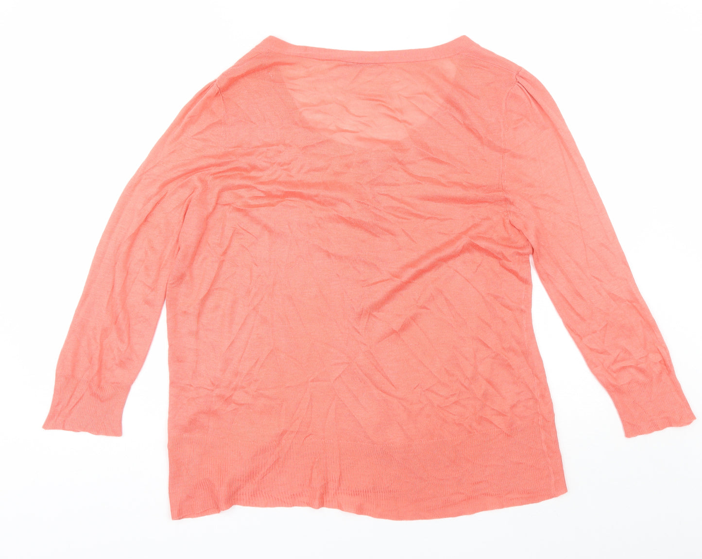 George Womens Pink Round Neck  Acrylic Cardigan Jumper Size 14