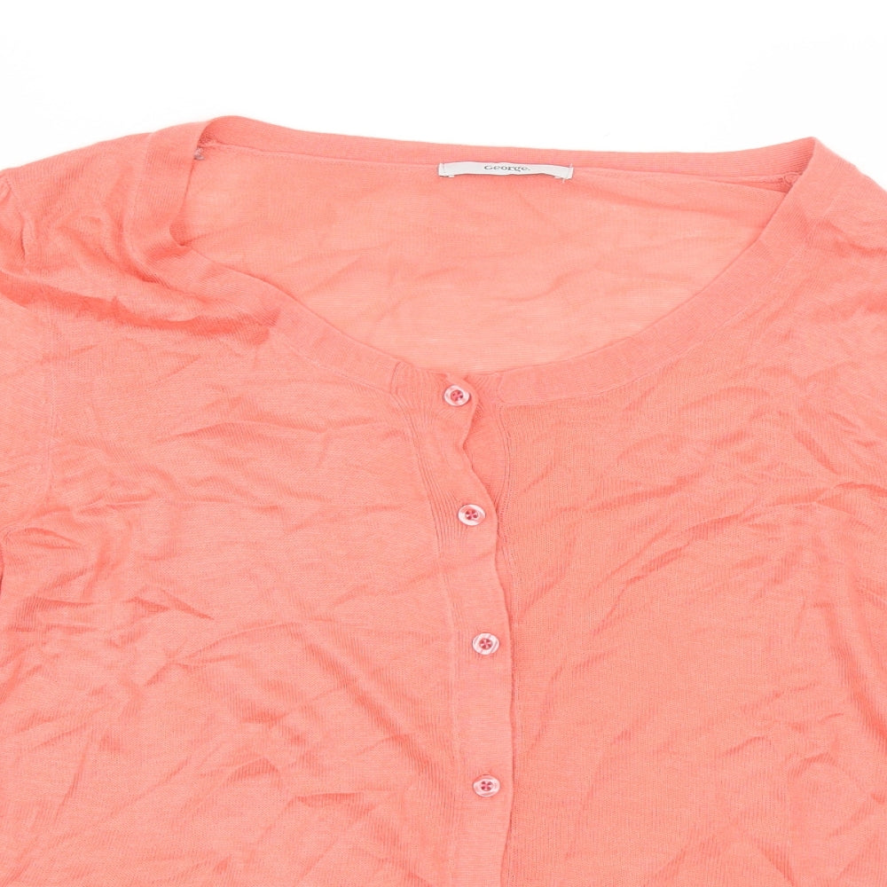George Womens Pink Round Neck  Acrylic Cardigan Jumper Size 14