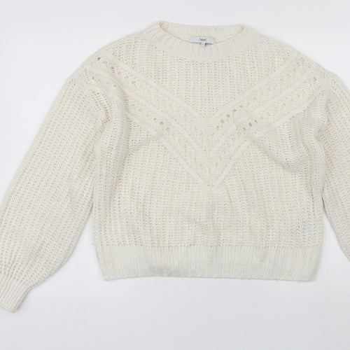 NEXT Womens White Round Neck  Acrylic Pullover Jumper Size S