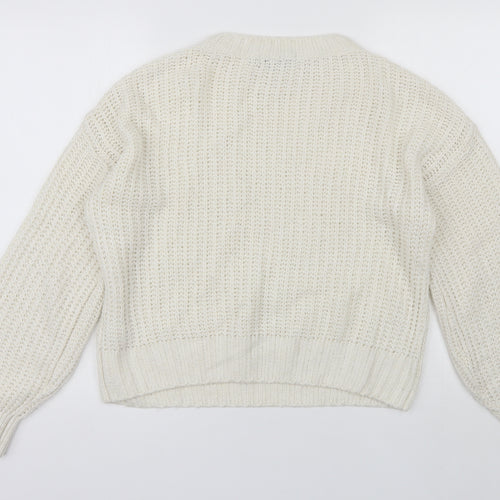 NEXT Womens White Round Neck  Acrylic Pullover Jumper Size S