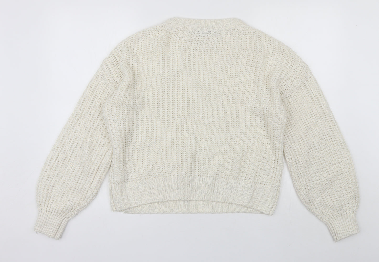 NEXT Womens White Round Neck  Acrylic Pullover Jumper Size S
