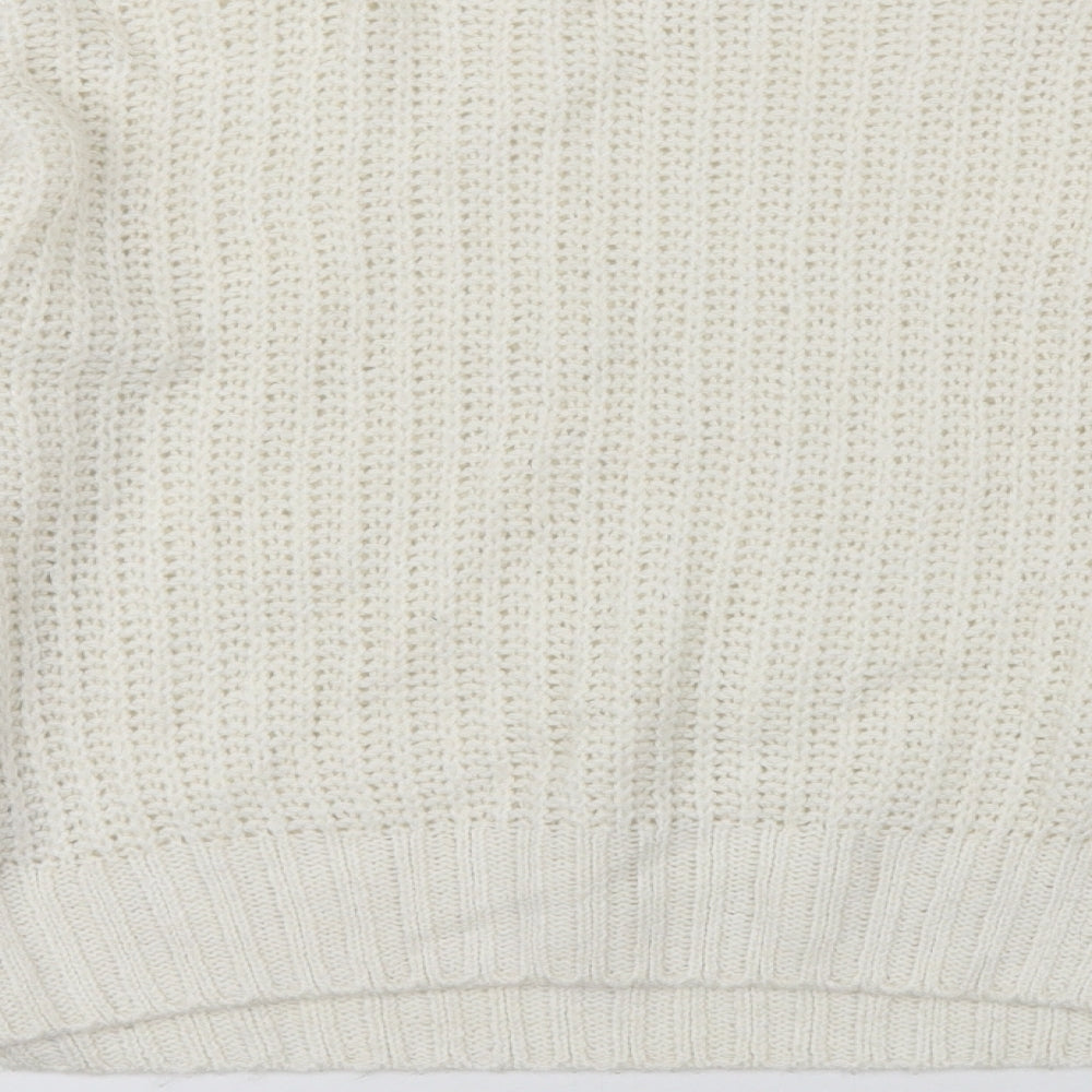 NEXT Womens White Round Neck  Acrylic Pullover Jumper Size S