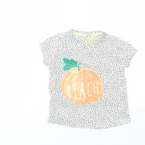 Joules Girls White  Cotton Basic T-Shirt Size 5-6 Years Round Neck  - Life's peachy