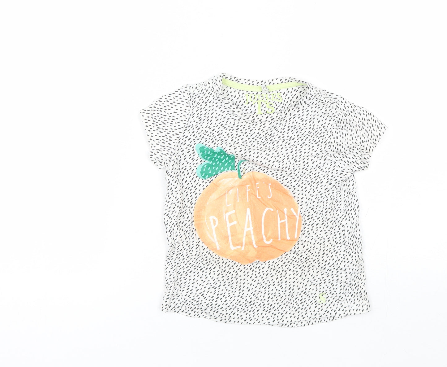 Joules Girls White  Cotton Basic T-Shirt Size 5-6 Years Round Neck  - Life's peachy