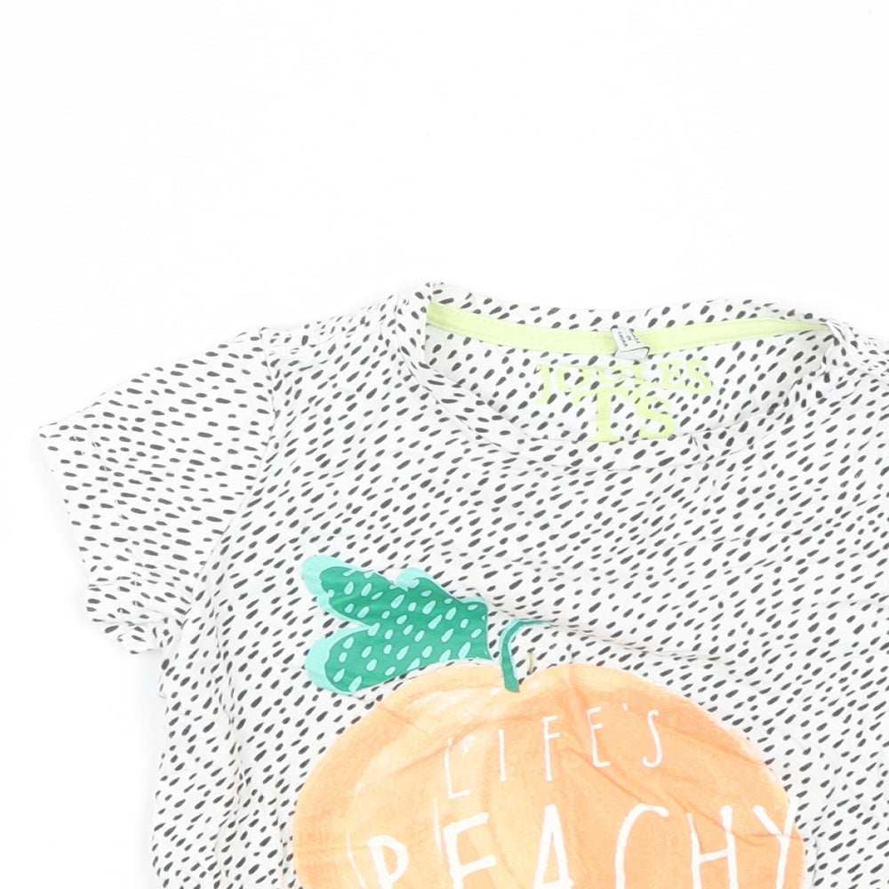 Joules Girls White  Cotton Basic T-Shirt Size 5-6 Years Round Neck  - Life's peachy
