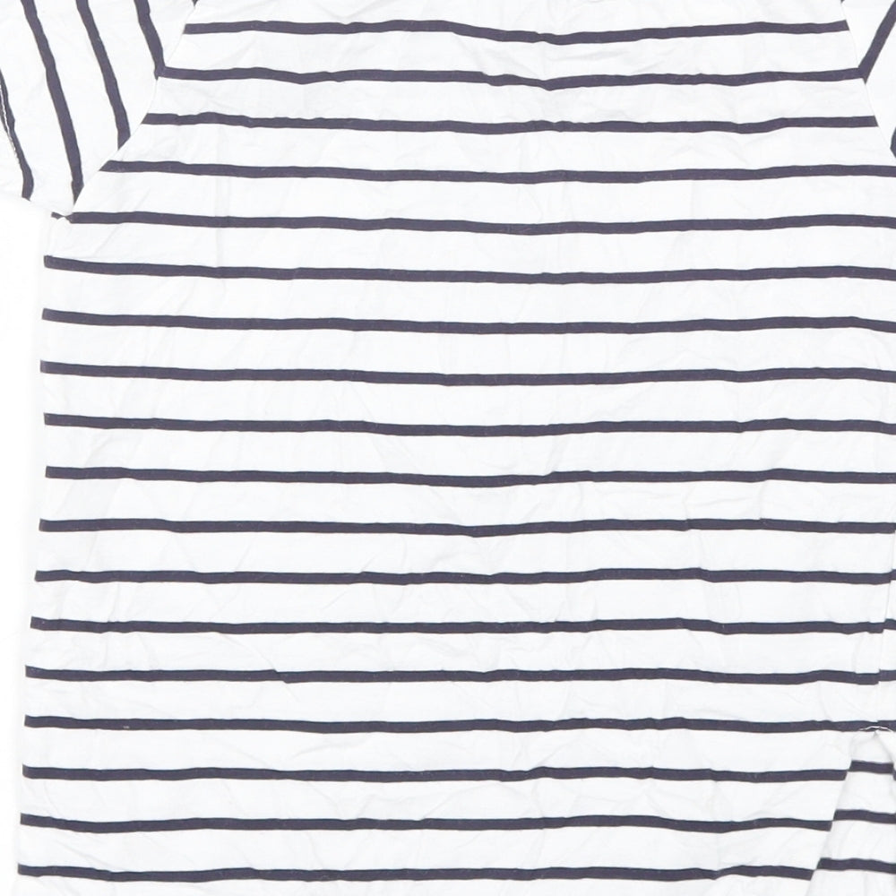 Primark Girls White Striped Cotton Basic T-Shirt Size 6-7 Years Round Neck  - Unicorn