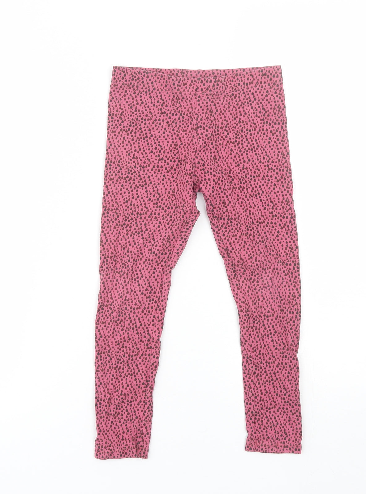 NEXT Girls Pink Animal Print Cotton Jogger Trousers Size 7 Years  Regular