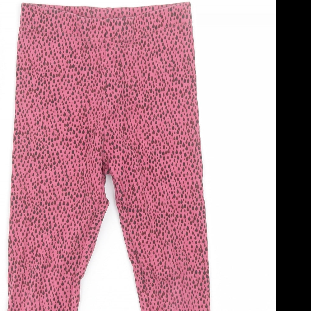 NEXT Girls Pink Animal Print Cotton Jogger Trousers Size 7 Years  Regular