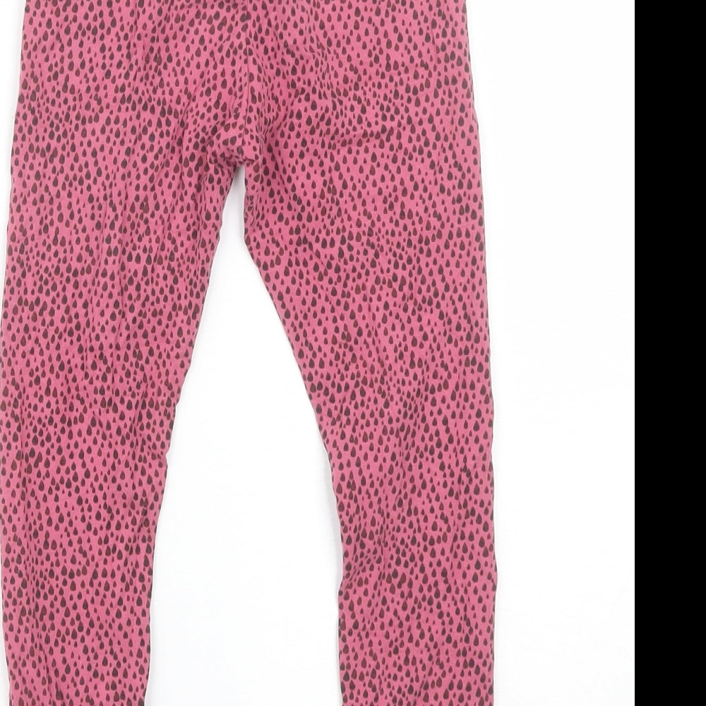 NEXT Girls Pink Animal Print Cotton Jogger Trousers Size 7 Years  Regular