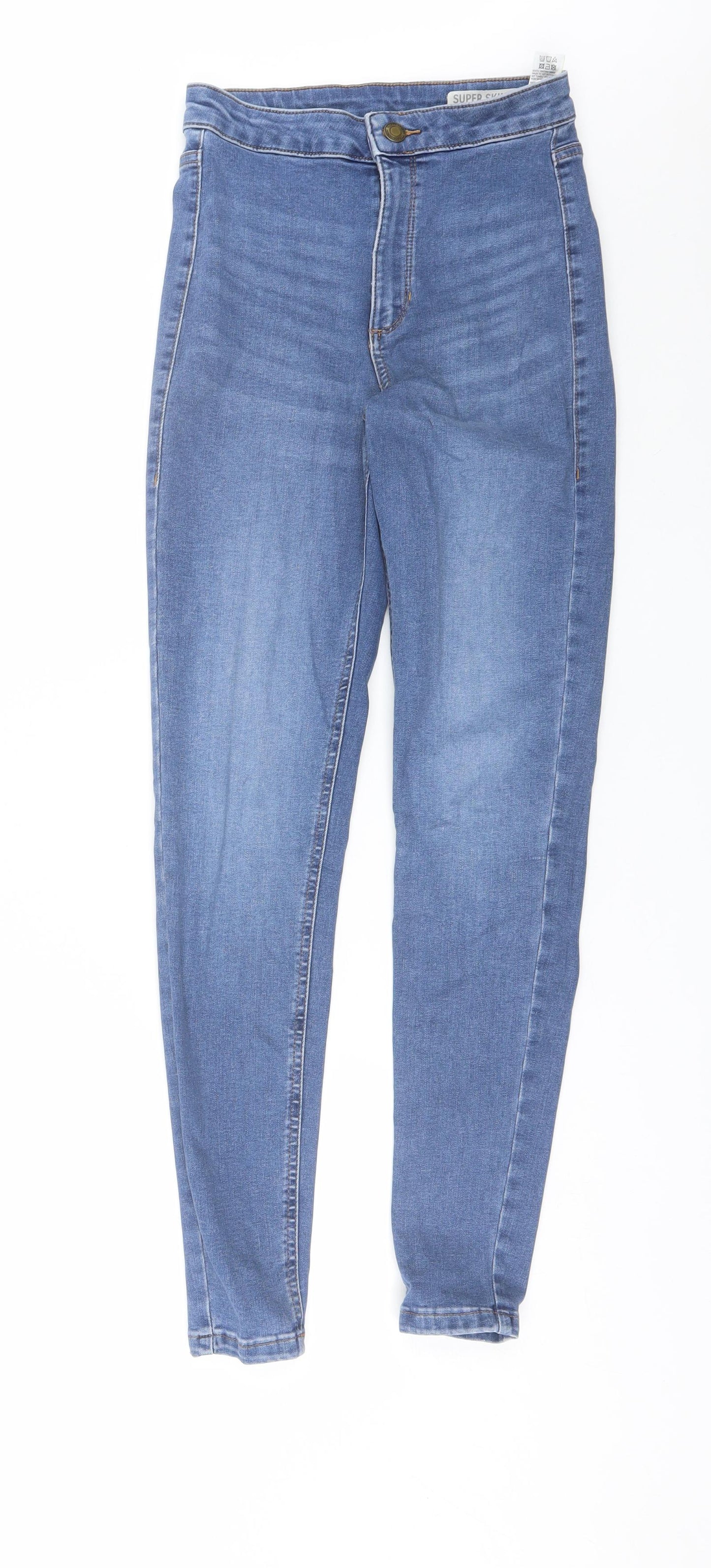 M&S Womens Blue  Cotton Skinny Jeans Size 8 L27 in Regular