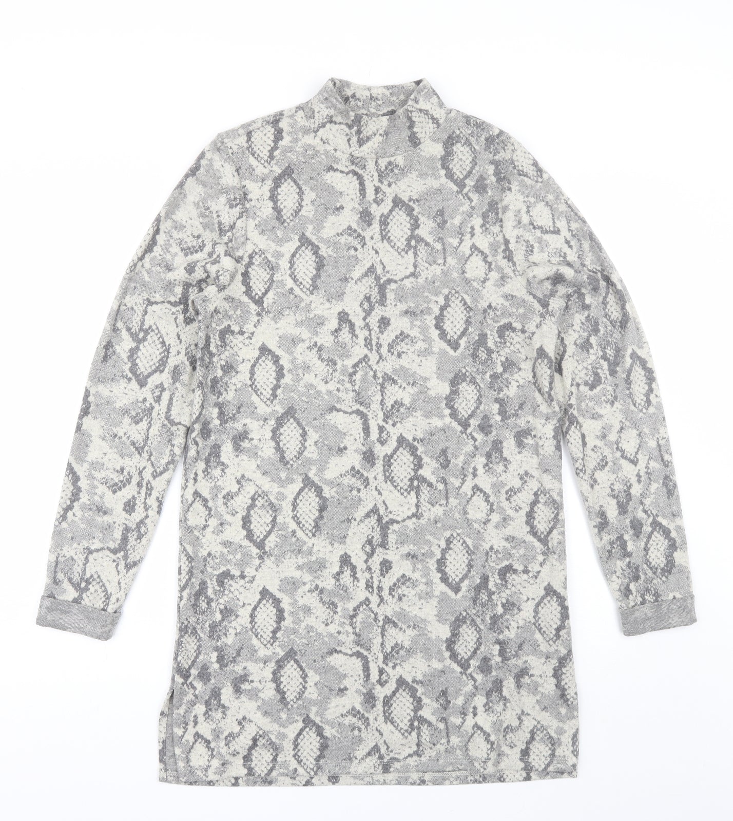F&F Womens Grey Animal Print Polyester Shift  Size 10  Mock Neck