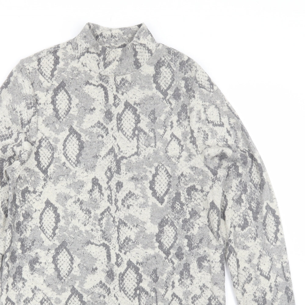 F&F Womens Grey Animal Print Polyester Shift  Size 10  Mock Neck