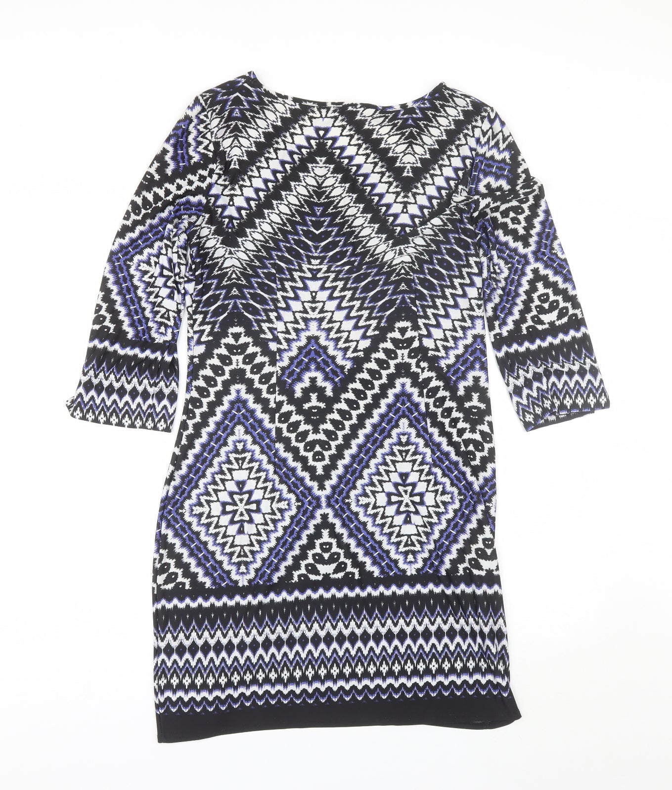 F&F Womens Blue Geometric Polyester Shift  Size 12  Round Neck