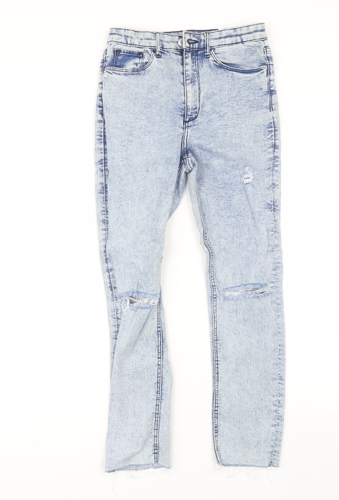 H&M Girls Blue  Cotton Skinny Jeans Size 11-12 Years  Regular  - Distressed